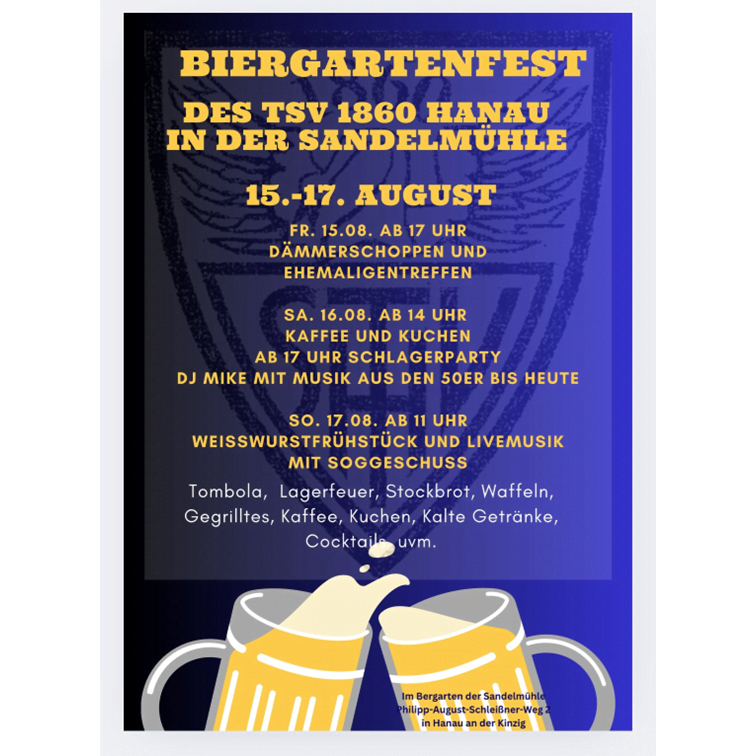 Biergartenfest am 15.-17. August in der Sandelmühle